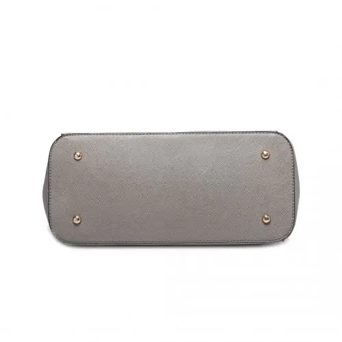 LM1642-1 - Miss Lulu Faux Leather Adjustable Handle Tote Bag - Grey by All Mart Bristol Ltd