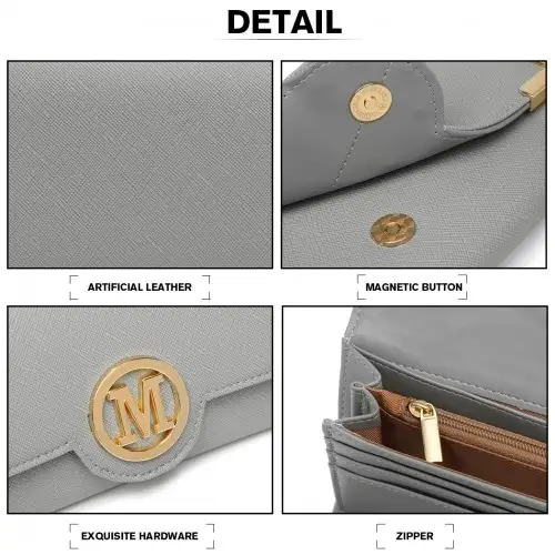LP2022 - Miss Lulu Leather Look Classic Long Purse - Grey by All Mart Bristol Ltd