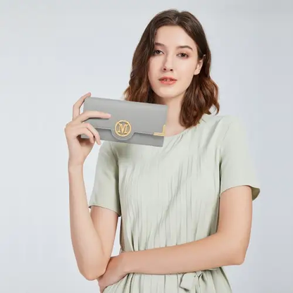 LP2022 - Miss Lulu Leather Look Classic Long Purse - Grey by All Mart Bristol Ltd
