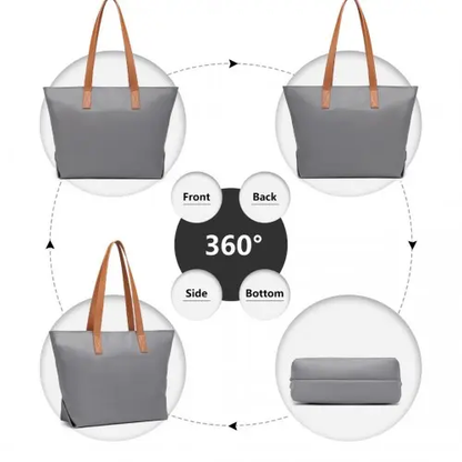 LH2240 - Miss Lulu Casual Waterproof Shopping Tote Bag - Grey by All Mart Bristol Ltd