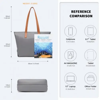 LH2240 - Miss Lulu Casual Waterproof Shopping Tote Bag - Grey by All Mart Bristol Ltd