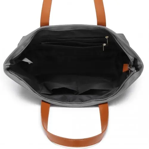 LH2240 - Miss Lulu Casual Waterproof Shopping Tote Bag - Grey by All Mart Bristol Ltd