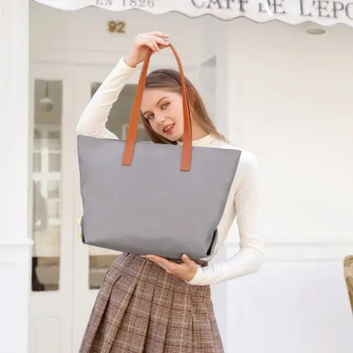 LH2240 - Miss Lulu Casual Waterproof Shopping Tote Bag - Grey by All Mart Bristol Ltd