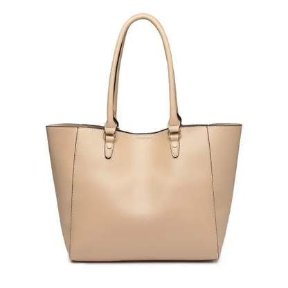 LH6895 - Miss Lulu Textured Leather Look 2 Piece Tote and Shoulder Bag Set - Apricot by All Mart Bristol Ltd