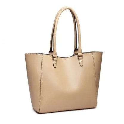 LH6895 - Miss Lulu Textured Leather Look 2 Piece Tote and Shoulder Bag Set - Apricot by All Mart Bristol Ltd