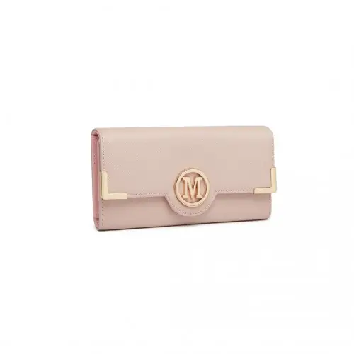 LP2022 - Miss Lulu Leather Look Classic Long Purse - Pink by All Mart Bristol Ltd