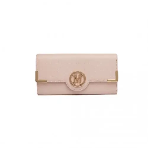 LP2022 - Miss Lulu Leather Look Classic Long Purse - Pink by All Mart Bristol Ltd