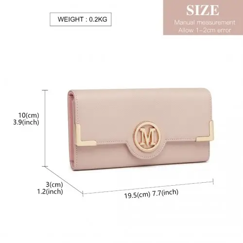 LP2022 - Miss Lulu Leather Look Classic Long Purse - Pink by All Mart Bristol Ltd