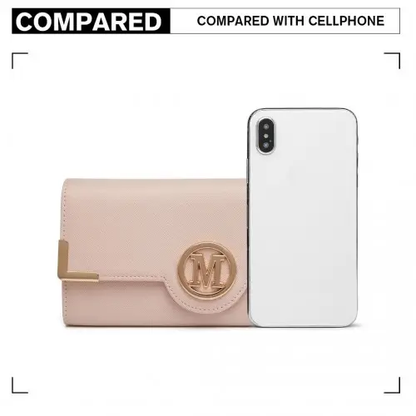 LP2022 - Miss Lulu Leather Look Classic Long Purse - Pink by All Mart Bristol Ltd