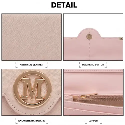 LP2022 - Miss Lulu Leather Look Classic Long Purse - Pink by All Mart Bristol Ltd