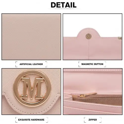 LP2022 - Miss Lulu Leather Look Classic Long Purse - Pink by All Mart Bristol Ltd