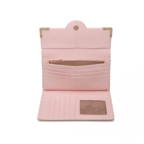 LP2022 - Miss Lulu Leather Look Classic Long Purse - Pink by All Mart Bristol Ltd