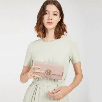 LP2022 - Miss Lulu Leather Look Classic Long Purse - Pink by All Mart Bristol Ltd