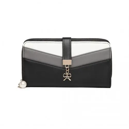 LP2215 - Miss Lulu Mixed Colour Women's Leather Look Clutch Purse - Black by All Mart Bristol Ltd
