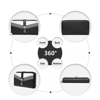 LP2215 - Miss Lulu Mixed Colour Women's Leather Look Clutch Purse - Black by All Mart Bristol Ltd
