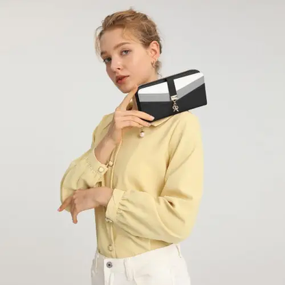 LP2215 - Miss Lulu Mixed Colour Women's Leather Look Clutch Purse - Black by All Mart Bristol Ltd