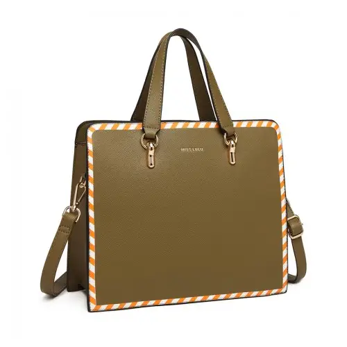 LT1953 - Miss Lulu Stripe Design Shoulder Bag - Green by All Mart Bristol Ltd