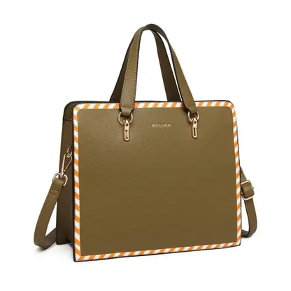 LT1953 - Miss Lulu Stripe Design Shoulder Bag - Green by All Mart Bristol Ltd