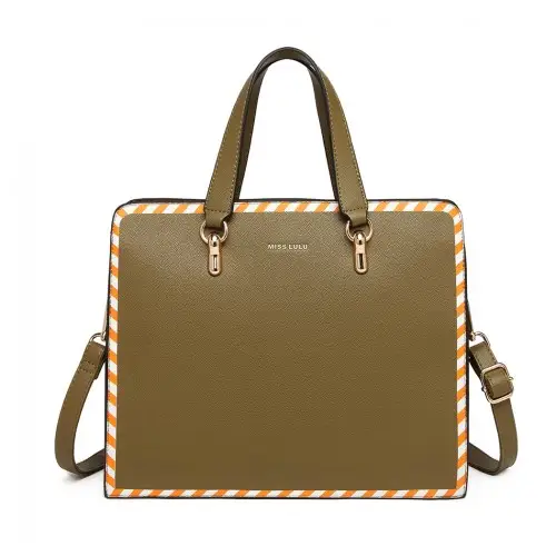 LT1953 - Miss Lulu Stripe Design Shoulder Bag - Green by All Mart Bristol Ltd