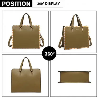 LT1953 - Miss Lulu Stripe Design Shoulder Bag - Green by All Mart Bristol Ltd