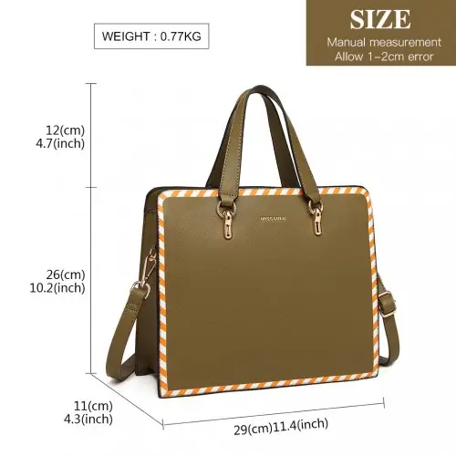 LT1953 - Miss Lulu Stripe Design Shoulder Bag - Green by All Mart Bristol Ltd