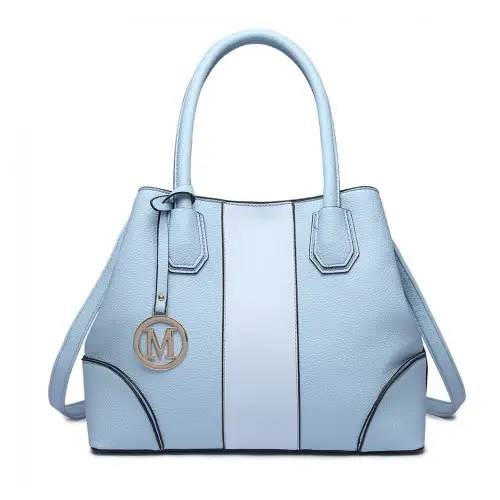 LT1822 - MISS LULU STRUCTURED PANELLED SHOULDER BAG - BLUE by All Mart Bristol Ltd