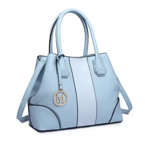 LT1822 - MISS LULU STRUCTURED PANELLED SHOULDER BAG - BLUE by All Mart Bristol Ltd