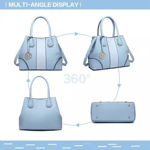 LT1822 - MISS LULU STRUCTURED PANELLED SHOULDER BAG - BLUE by All Mart Bristol Ltd