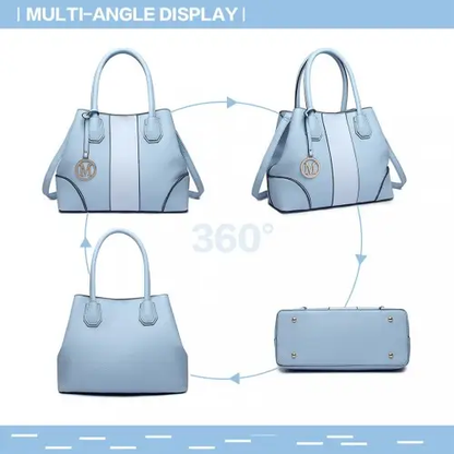 LT1822 - MISS LULU STRUCTURED PANELLED SHOULDER BAG - BLUE by All Mart Bristol Ltd