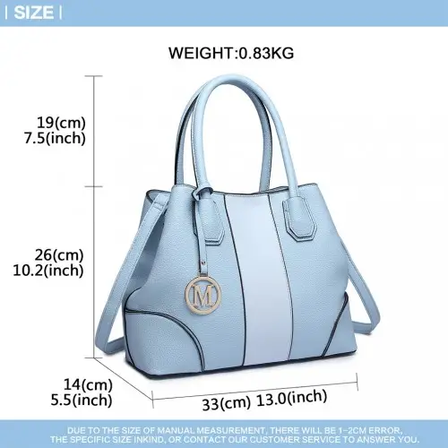 LT1822 - MISS LULU STRUCTURED PANELLED SHOULDER BAG - BLUE by All Mart Bristol Ltd