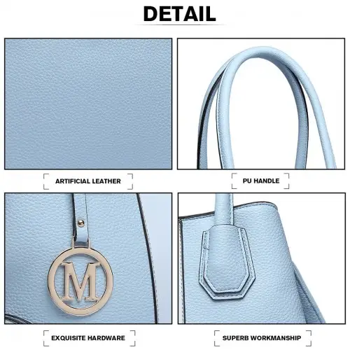 LT1822 - MISS LULU STRUCTURED PANELLED SHOULDER BAG - BLUE by All Mart Bristol Ltd