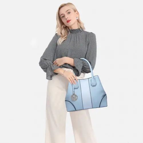 LT1822 - MISS LULU STRUCTURED PANELLED SHOULDER BAG - BLUE by All Mart Bristol Ltd