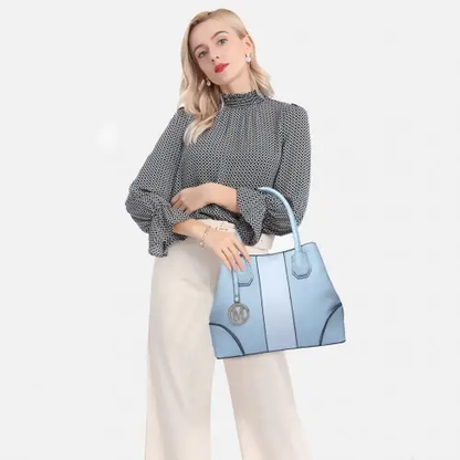 LT1822 - MISS LULU STRUCTURED PANELLED SHOULDER BAG - BLUE by All Mart Bristol Ltd