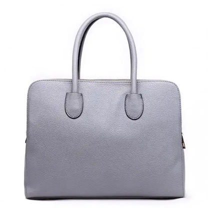 LT1726 - Miss Lulu Textured PU Leather Medium Size Classic Tote Bag Shoulder Bag Grey by All Mart Bristol Ltd