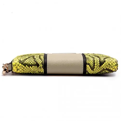 LP6681 - Miss Lulu Snake Print Panel Long Purse Khaki by All Mart Bristol Ltd
