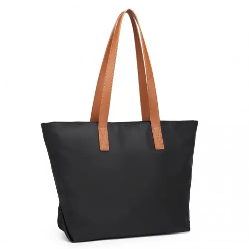 LH2240 - Miss Lulu Casual Waterproof Shopping Tote Bag - Black by All Mart Bristol Ltd