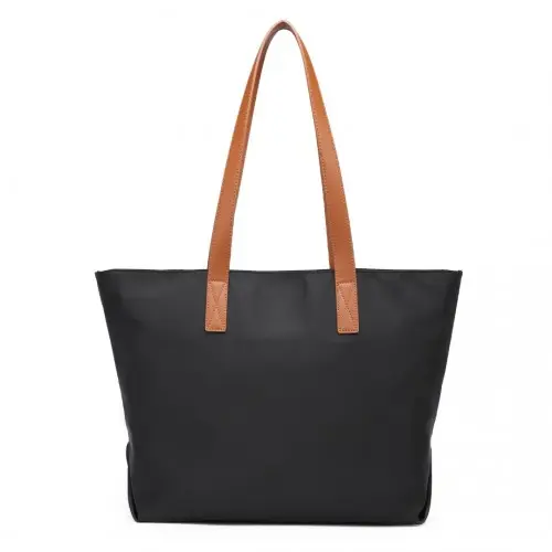 LH2240 - Miss Lulu Casual Waterproof Shopping Tote Bag - Black by All Mart Bristol Ltd