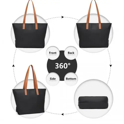 LH2240 - Miss Lulu Casual Waterproof Shopping Tote Bag - Black by All Mart Bristol Ltd