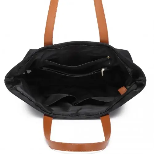 LH2240 - Miss Lulu Casual Waterproof Shopping Tote Bag - Black by All Mart Bristol Ltd