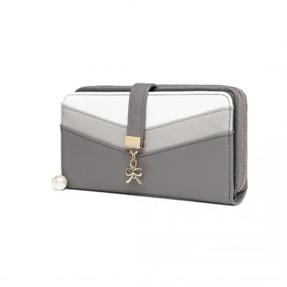 LP2215 - Miss Lulu Mixed Colour Women's Leather Look Clutch Purse - Grey by All Mart Bristol Ltd