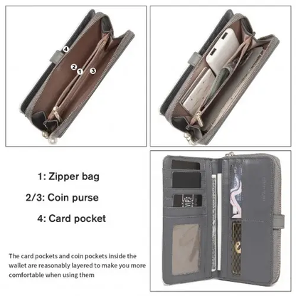 LP2215 - Miss Lulu Mixed Colour Women's Leather Look Clutch Purse - Grey by All Mart Bristol Ltd