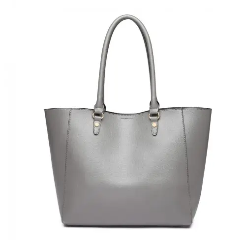 LH6895 - Miss Lulu Textured Leather Look 2 Piece Tote and Shoulder Bag Set - Grey by All Mart Bristol Ltd