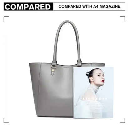 LH6895 - Miss Lulu Textured Leather Look 2 Piece Tote and Shoulder Bag Set - Grey by All Mart Bristol Ltd