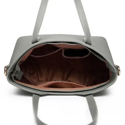 LT6648 - Miss Lulu Three Piece Tote Shoulder Bag And Clutch - Dark Grey by All Mart Bristol Ltd