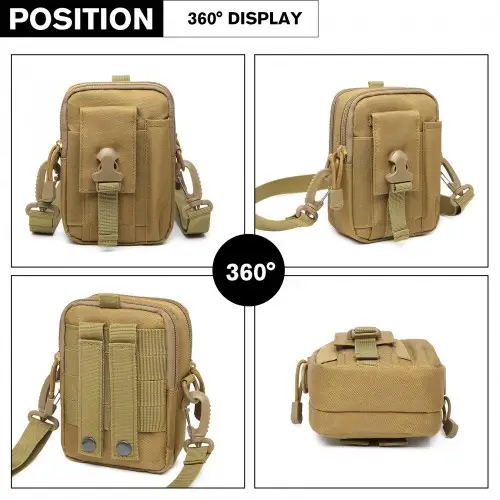S2053 - Kono Casual Small Canvas Cross Body Bag - Khaki by All Mart Bristol Ltd