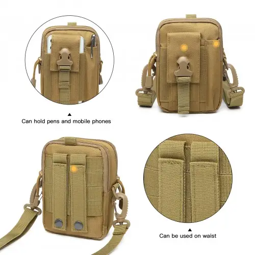 S2053 - Kono Casual Small Canvas Cross Body Bag - Khaki by All Mart Bristol Ltd