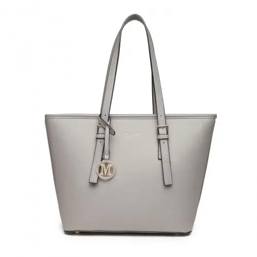 LT2054 - Miss Lulu Minimalist Tote Handbag Structured - Grey by All Mart Bristol Ltd