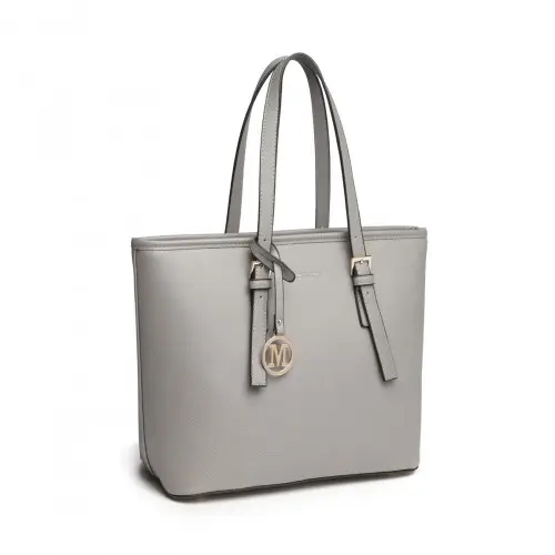LT2054 - Miss Lulu Minimalist Tote Handbag Structured - Grey by All Mart Bristol Ltd