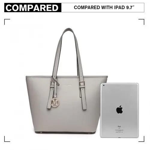 LT2054 - Miss Lulu Minimalist Tote Handbag Structured - Grey by All Mart Bristol Ltd
