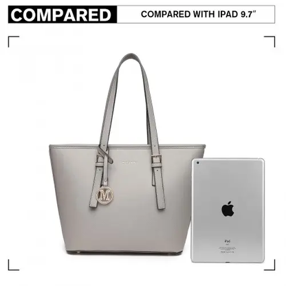 LT2054 - Miss Lulu Minimalist Tote Handbag Structured - Grey by All Mart Bristol Ltd